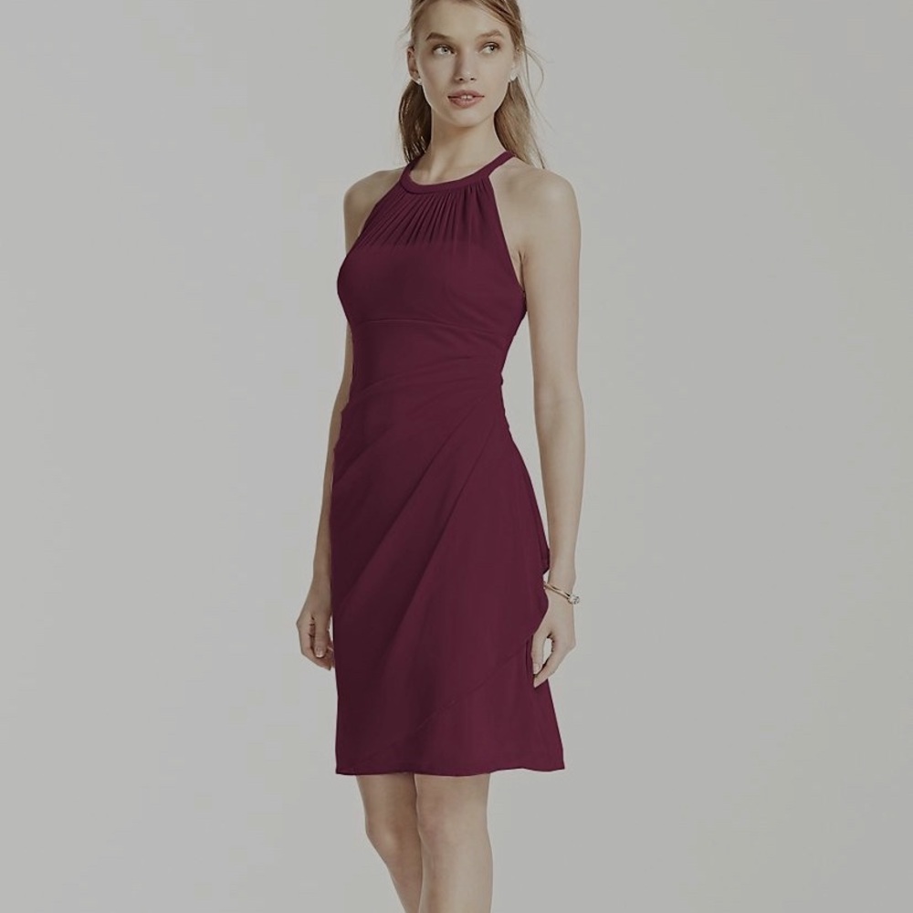 Bridesmaid dress    Short Halter top from David’s  bridal.  Color is WINE - Picture 5 of 6